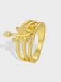 thumb Brass Cubic Zirconia Leaf Minimalist Stackable Ring 1