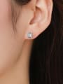 thumb 925 Sterling Silver Cubic Zirconia Square Classic Stud Earring 1