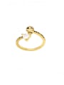 thumb Brass Glass Stone Skull Heart Cute Band Ring 2
