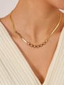 thumb Stainless steel Cubic Zirconia Snake bone chain Minimalist Necklace 1