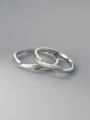 thumb 925 Sterling Silver Round Minimalist Couple Ring 3