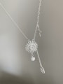 thumb 925 Sterling Silver Flower Vintage Lariat Necklace 4