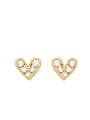 thumb Brass Cubic Zirconia Heart Cute Stud Earring 1