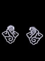 thumb 925 Sterling Silver Hollow Embossed Texture Vintage Stud Earring 0