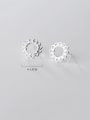 thumb 925 Sterling Silver With Platinum Plated Minimalist Hollow Flower Stud Earrings 2