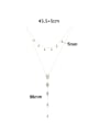 thumb 925 Sterling Silver Cubic Zirconia Double Layer Chain Tassel Lariat Necklace 2