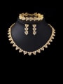 thumb Brass Cubic Zirconia Luxury Leaf  Earring Braclete and Necklace Set 0