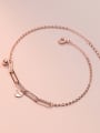 thumb 925 Sterling Silver Cubic Zirconia  Heart Minimalist Anklet 0