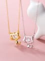 thumb 925 sterling silver rhinestone Cute cat  Pendant necklace 0
