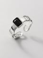 thumb 925 Sterling Silver Glass Stone Geometric Hip Hop Band Ring 3