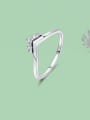 thumb 925 Sterling Silver Cubic Zirconia Triangle Minimalist Band Ring 0