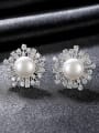 thumb 925 Sterling Silver Cubic Zirconia Flower Statement Stud Earring 3