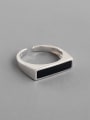 thumb 925 Sterling Silver With Platinum Plated Simplistic Square Free Size Rings 4