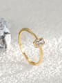 thumb Brass Glass Stone Geometric Minimalist Band Ring 0