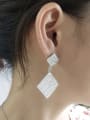 thumb 925 Sterling Silver Cubic Zirconia White Square Statement Single Earring 1