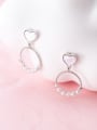 thumb 925 Sterling Silver Imitation Pearl  Heart Round Trend Drop Earring 1