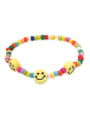 thumb Stainless steel  Glass Bead Multi Color Smiley Bohemia Stretch Bracelet 2