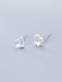 thumb 925 Sterling Silver With Platinum Plated Minimalist Heart Stud Earrings 1