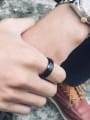 thumb Stainless Steel With Gun Plated Simplistic Brushed Black and Blue Men's Ring 1