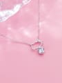 thumb 925 Sterling Silver Cubic Zirconia Fashion Cute Hollow Cat Necklace 2