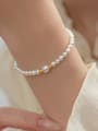 thumb 925 Sterling Silver Imitation Pearl Geometric Minimalist Beaded Bracelet 1