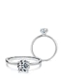 thumb 925 Sterling Silver Moissanite Round Minimalist Band Ring 0