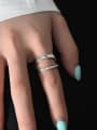 thumb 925 Sterling Silver Geometric Retro double line Stackable Ring 1