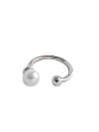 thumb 925 Sterling Silver Imitation Pearl White Round Minimalist Clip Earring 0