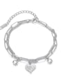 thumb Titanium Steel Heart Minimalist Double Layer Chain Bracelet 3