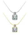 thumb 925 Sterling Silver Cubic Zirconia Minimalist  Square Pendant Necklace 0