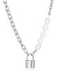 thumb Titanium Steel Freshwater Pearl Locket Minimalist Necklace 4