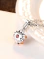 thumb 925 sterling silver simple Pink Cubic Zirconia Flower Pendant Necklace 2