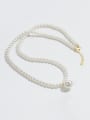 thumb 925 Sterling Silver Freshwater Pearl Irregular Minimalist Beaded Necklace 0