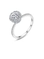 thumb 925 Sterling Silver Cubic Zirconia White Round Minimalist Band Ring 0