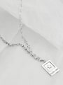 thumb Vintage  Sterling Silver With Platinum Plated Simplistic Square Necklaces 1