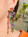thumb Brass Cubic Zirconia Multi Color Flower Vintage Cluster Earring 1