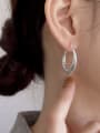 thumb 925 Sterling Silver Round Vintage Corrugated Hoop Earring 2