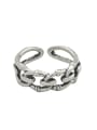 thumb Vintage Sterling Silver With Platinum Plated Simplistic Hollow Geometric Free Size Rings 3