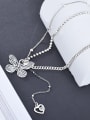 thumb 925 Sterling Silver Butterfly Vintage Tassel Lariat Necklace 3