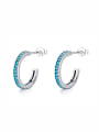thumb 925 Sterling Silver Turquoise Geometric Minimalist Stud Earring 0