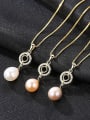 thumb 925 Sterling Silver  3A Zicon Freshwater Pearl Geometric Pendant Necklace 2