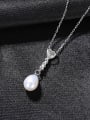 thumb 925 Sterling Silver Imitation Pearl Heart Minimalist Necklace 3