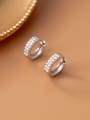 thumb 925 Sterling Silver Cubic Zirconia Geometric Dainty Cluster Earring 1
