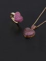 thumb Brass Cubic Zirconia Vintage Heart  Ring and Necklace Set 0