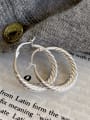 thumb 925 Sterling Silver Round Vintage Corrugated Hoop Earring 4