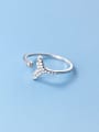 thumb 925 Sterling Silver Cubic Zirconia Fish Tail Minimalist Band Ring 0