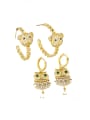 thumb Brass Cubic Zirconia Owl Vintage Stud Earring 1