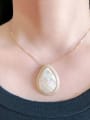 thumb Copper Vintage Mosaic shell Shell Water Drop Pendant  Necklace 1