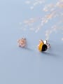 thumb 925 Sterling Silver Enamel Bee Cute Stud Earring 0