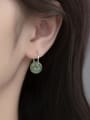 thumb 925 Sterling Silver Jade Geometric Minimalist Huggie Earring 1